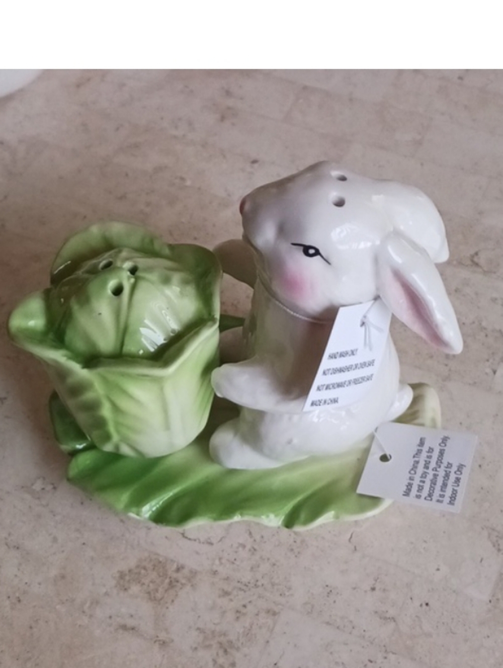 Bunny, ,& Leaf Tray-salt&pepper Shakers,NEW, by' Valeri Parhill,,QVC